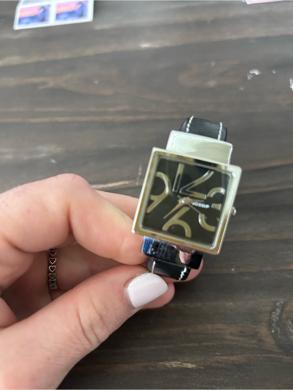 Gossip Square Dial Black and Silver Watch